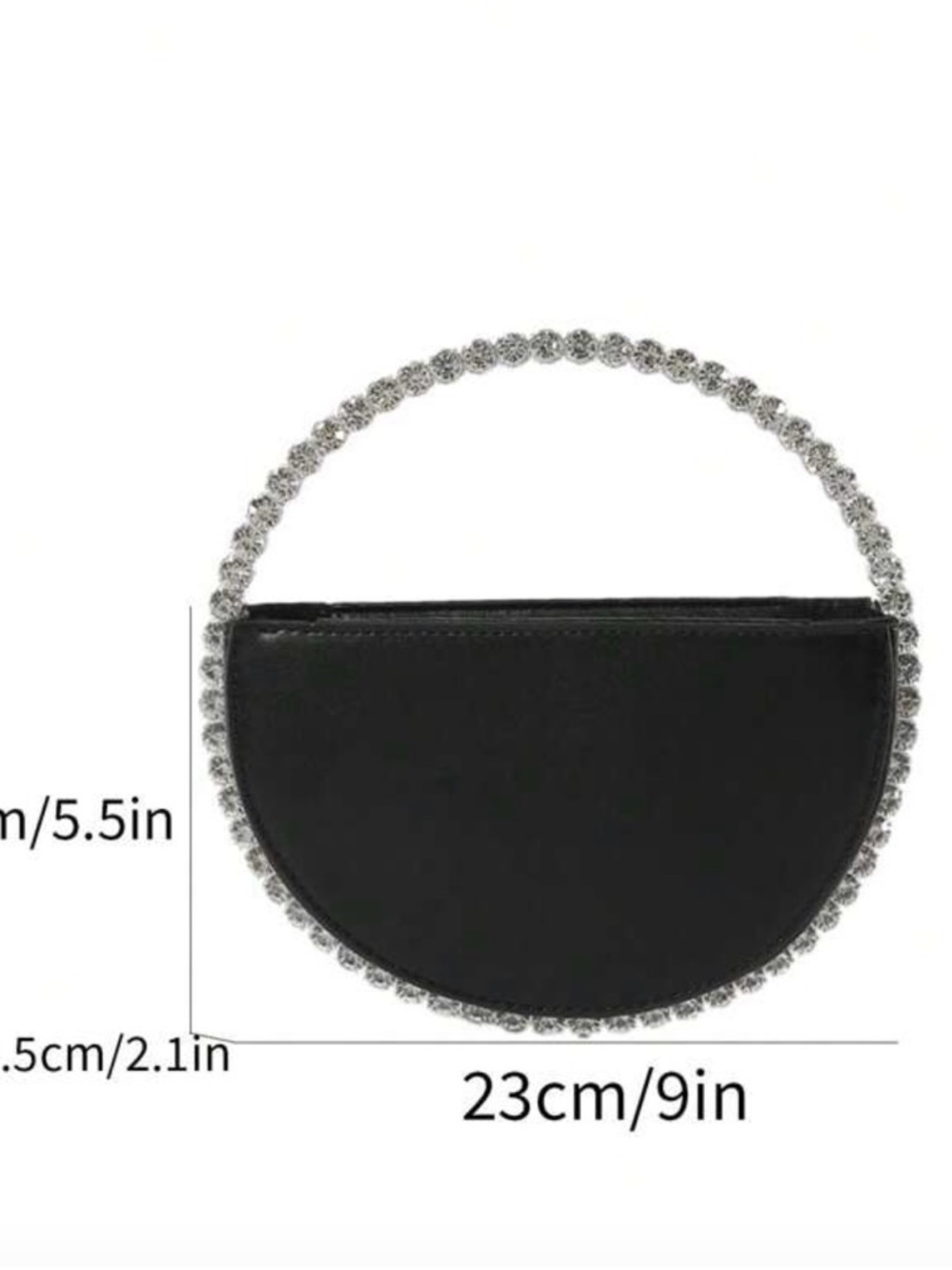 Elegant Black Half-Moon Crystal Handle Women’s Handbag - Picture 4 of 4